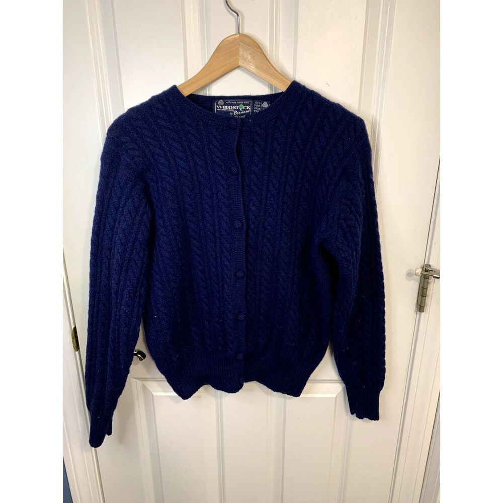 Vtg Woodstock International by Bernard Blue 100% Wool Knit Sweater Size 40 (Med)